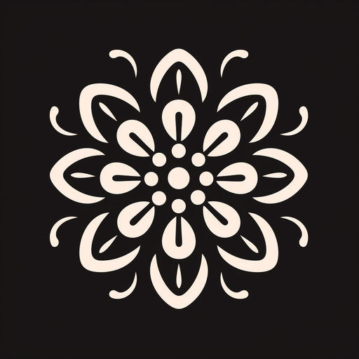 Bold black flower: minimalist folk art illustration