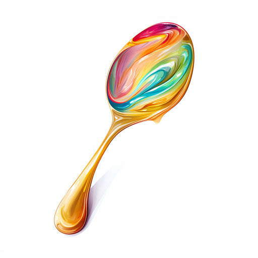 Spoon, Oil painting style, white background
