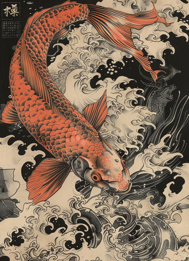 Sea creature and dragon in koi fish tattoo