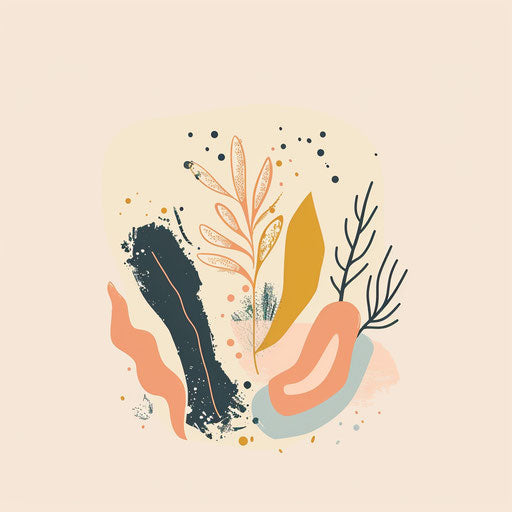 Creative logo design with hand-drawn elements and pastel colors, on cream background