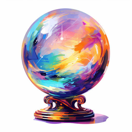 Crystal ball illustration in the style of Impressionistic Art