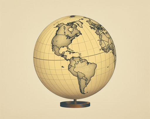 Illustration old world globe woodblock print style