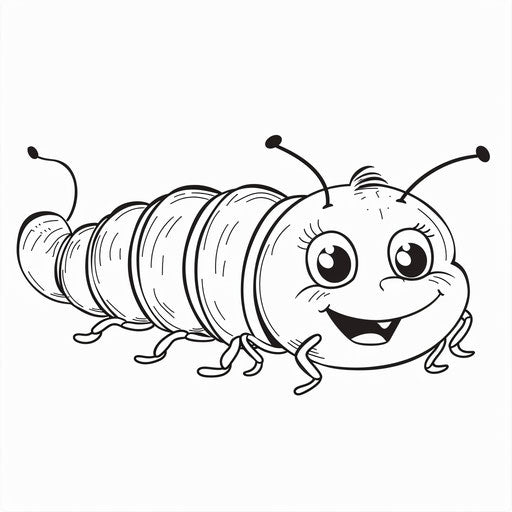 Smiling caterpillar in simple bold lines