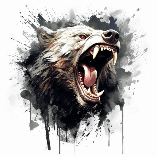 Dynamic bear in action, white and gray, UHD image