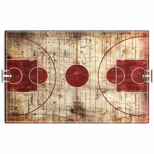 Realistic basketball court clipart on white background