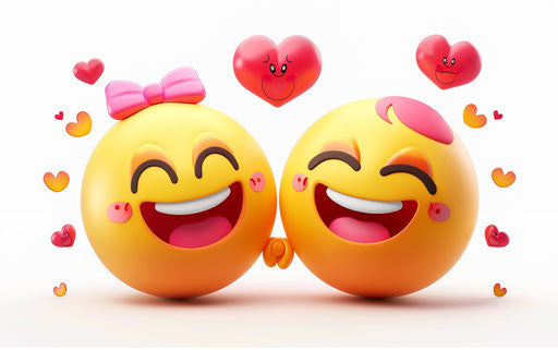 Smiling love, heart decorations, cute colors