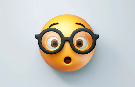 Surprised Emoji with Glasses on White Background