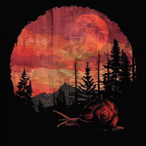 Fiery sunset, wolf snail silhouette