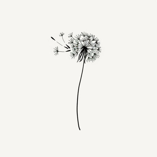 Dandelion leaf tattoo design in line-art style on white