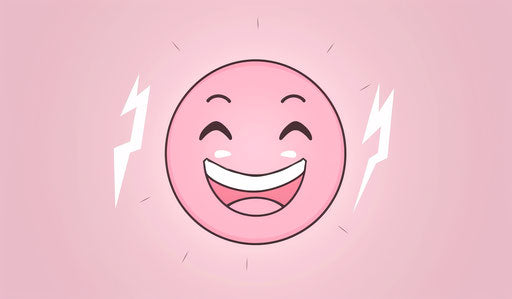Pink smiley face with lightning bolts for eyes