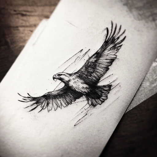 Minimalist eagle silhouette tattoo sketch for men