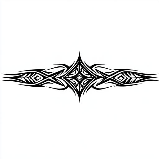 Elegant tribal armband tattoo in dark ink on white background