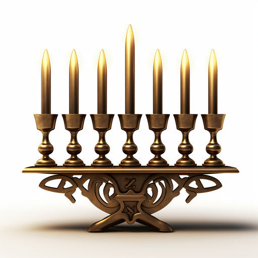 Menorah clipart in the style of Chiaroscuro Art, on a white background