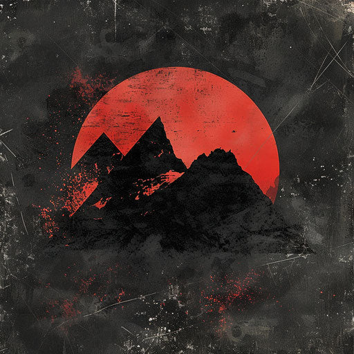 Top logo design with rough textures and bold fonts, in black and red shades