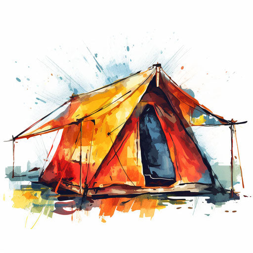 Tent in Impressionistic Art style on white background