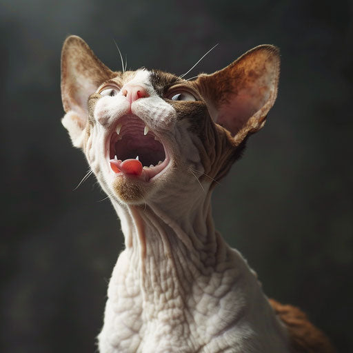 Cornish Rex cat meowing