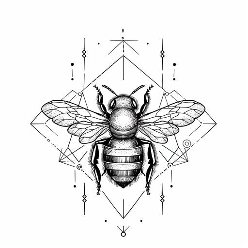 Minimalist tattoo sketch of a queen bee