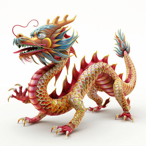 Realistic Chinese dragon clipart on flat white background