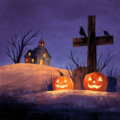 Glowing Pumpkins Under a Mysterious Sky