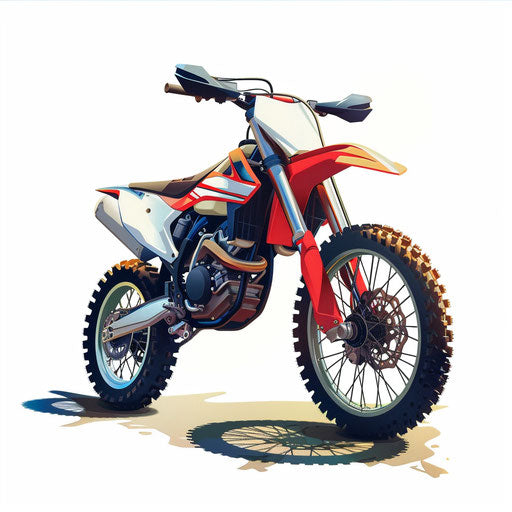 Realistic dirt bike clipart on flat white background
