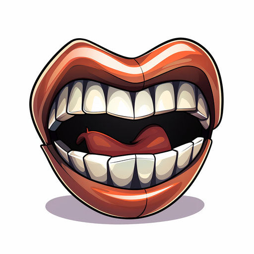 Cartoon mouth in the style of Chiaroscuro Art, on white background