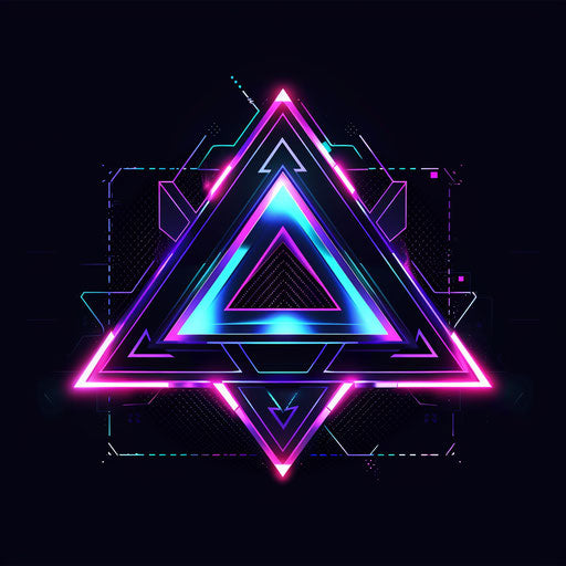 Tech-inspired logo for YouTuber with futuristic elements and a neon color scheme, on a black background