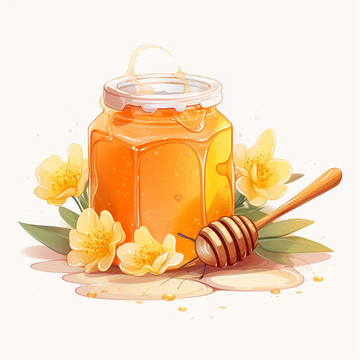Illustration of honey in Pastel Colors Art style, on white background
