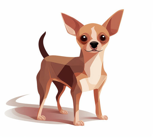 Brown dog on white background, light pink and dark maroon style