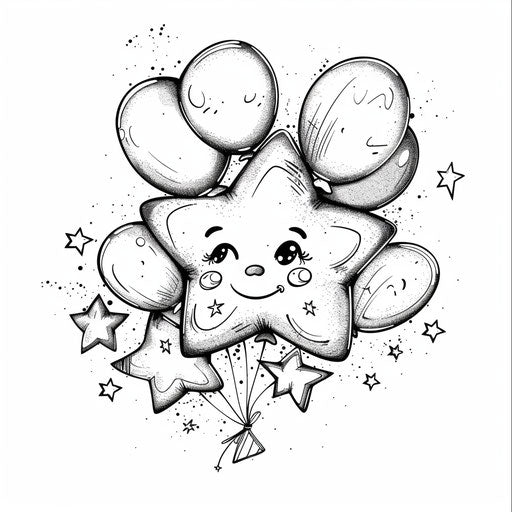 Cute star with star-shaped balloons