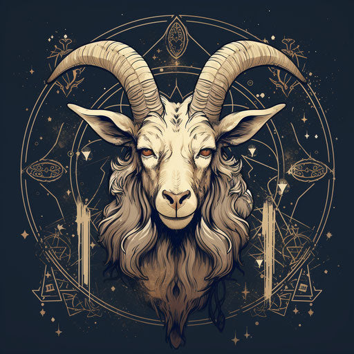 Hand-drawn goat head with stars