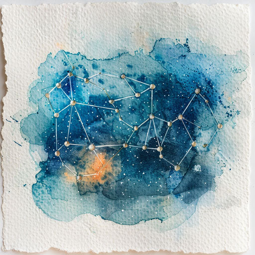 Celestial Canis Major tattoo in soft watercolor on white