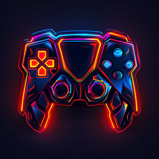 Gamer logo with futuristic neon design on dark background
