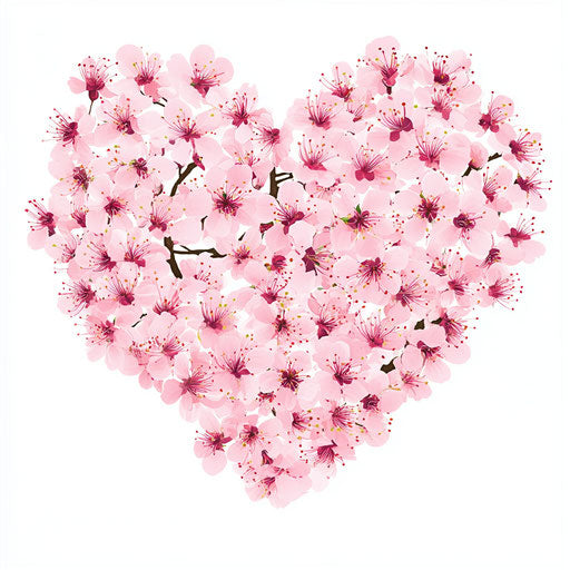Pink heart with cherry blossoms