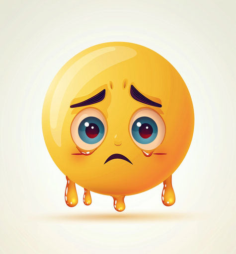 Sad emoji with frowning eyes and yellow tears