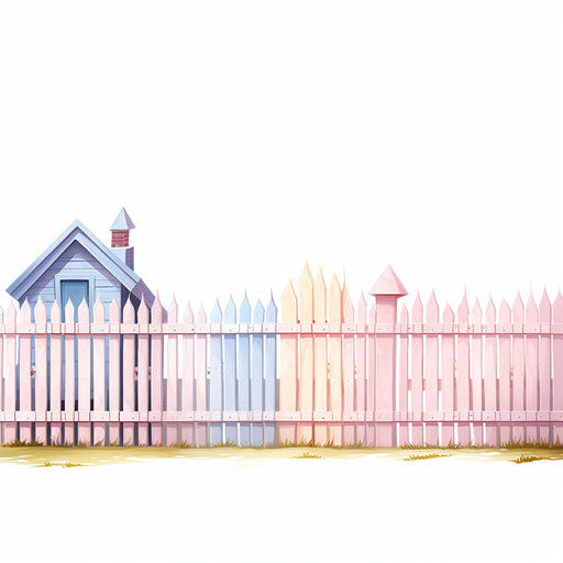 Fence clipart in Pastel Colors Art style, on white background