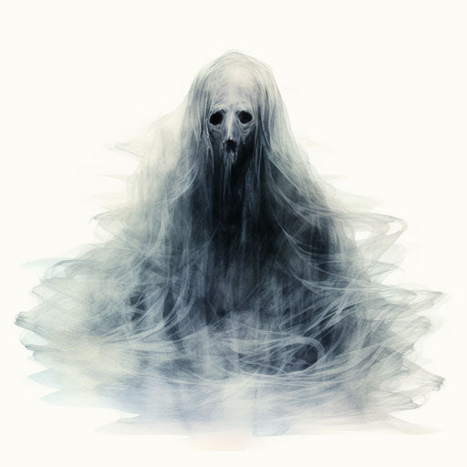 Animated ghost drawing, thick texture, hyperbolic expression