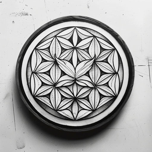 Bold graphic tattoo sketch of the Flower of Life