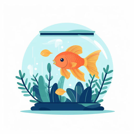 Minimalist-style aquarium clipart on white background