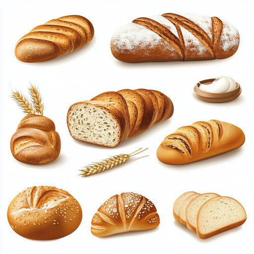 3D bread on flat white background, isolated clipart