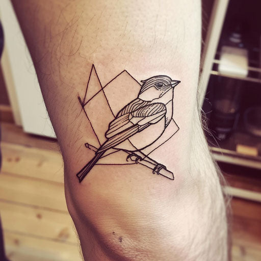 Tattoo sketch of a blackbird in bold black lines
