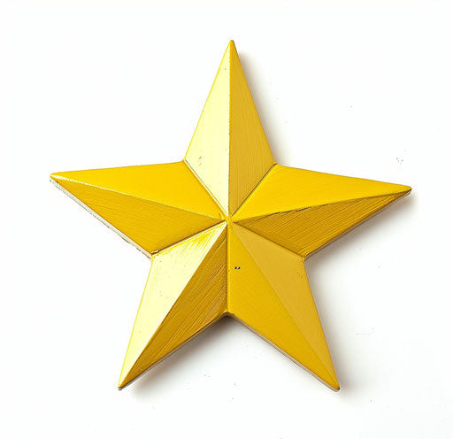 Yellow star on white, Mike Kelley style, strong contrast