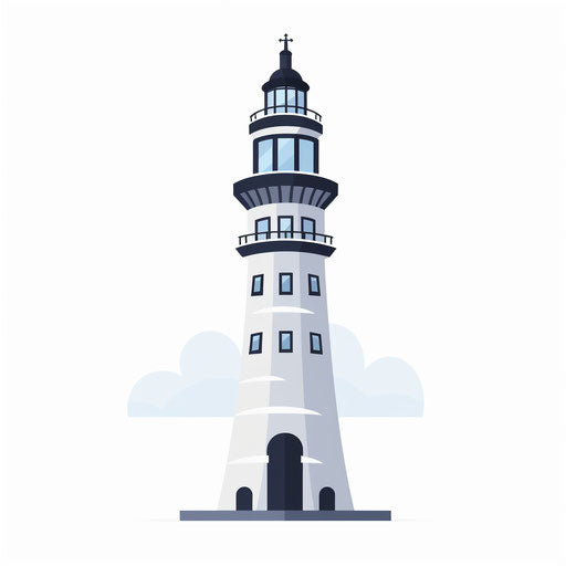 Tower artwork in Minimalist style, on white background