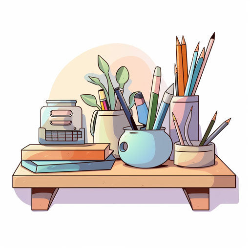 Homework clipart in the style of Pastel Colors Art