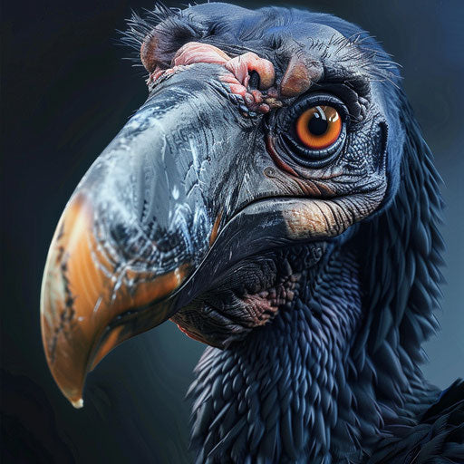 Close-up portrait of a dodo bird in the style of Tim Flach