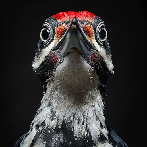 Ivory billed woodpecker with inquisitive camera stare