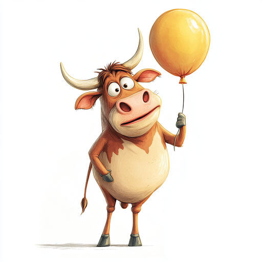 Humorous caricature of a cow face with human characteristics