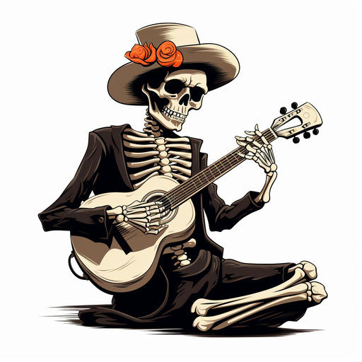 Skeleton clipart in the style of Chiaroscuro Art, on a white background
