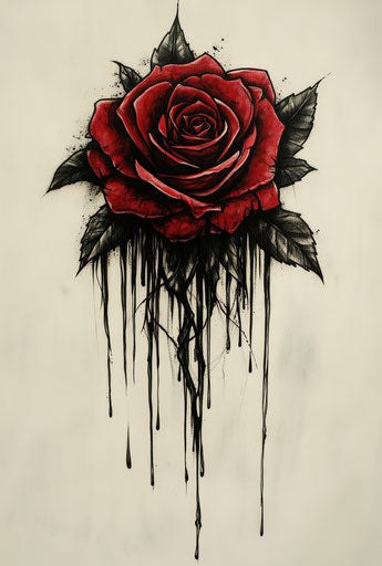 Abstract red rose tattoo design