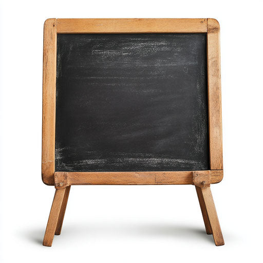 3D chalkboard with isolated clipart on flat white background
