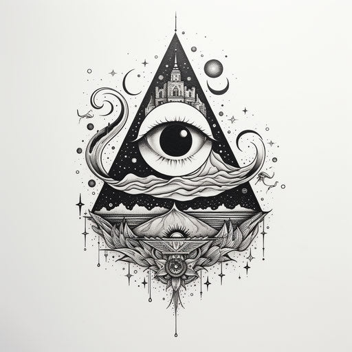mystical crescent with the all seeing eye